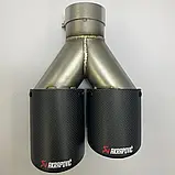 Насадка на глушник Akrapovic 63-89 (L-JB) carbon подвійна ліва, фото 7