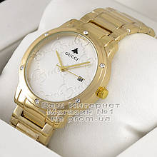Жіночі наручні годинники Gucci Quartz Gold White Dimond Гуччиачественная преміум репліка