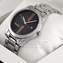 Жіночі наручні годинники Gucci Quartz Silver Black Гуччі якісні люкс репліка