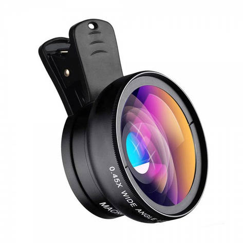 Ширококутний макрооб'єктив для телефону Apexel APL-0.45 WM, фото 1