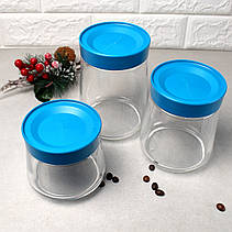 Набір банок з блакитними кришками 3 шт Luminarc Jar SWING, фото 3