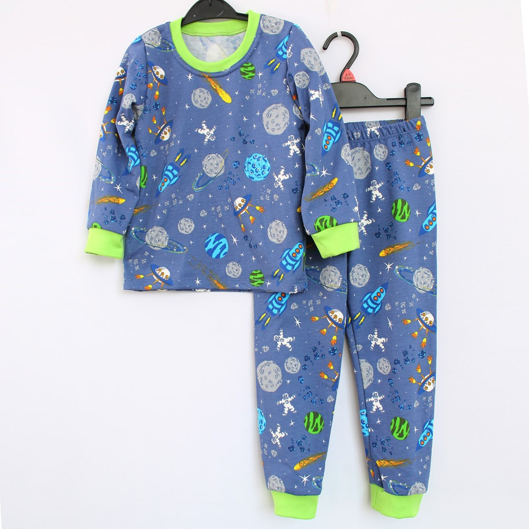 Пижама для мальчиков | Натуральная, теплая детская пижама для мальчиков космос - фото 1 - id-p1524281200
