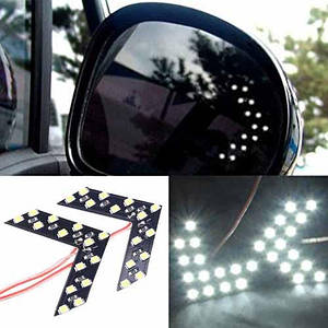 Покажчики повороту LED для авто на бокове дзеркало, пара, білі