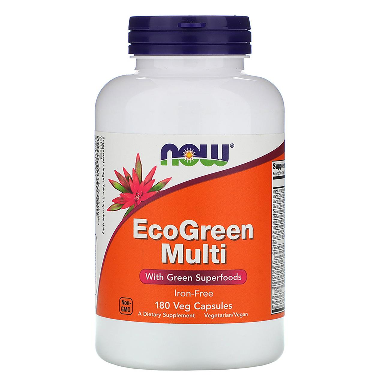 Вітаміни EcoGreen Multi with Green Superfoods Now Foods 180 капсул, фото 1