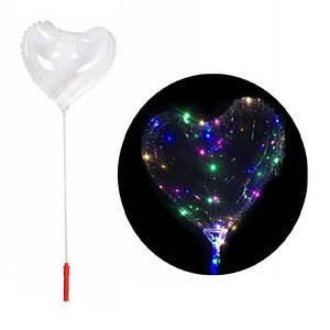 5x Кулька повітряна надувна серце світиться з LED-підсвіткою, 45см