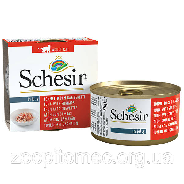 Консерва для кішок Schesir (Шезир) Tuna Prawns тунець із креветками, банка 85 г