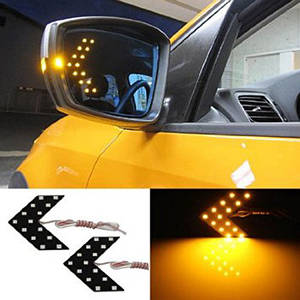 Покажчики повороту LED для авто на бокове дзеркало, пара, жовті