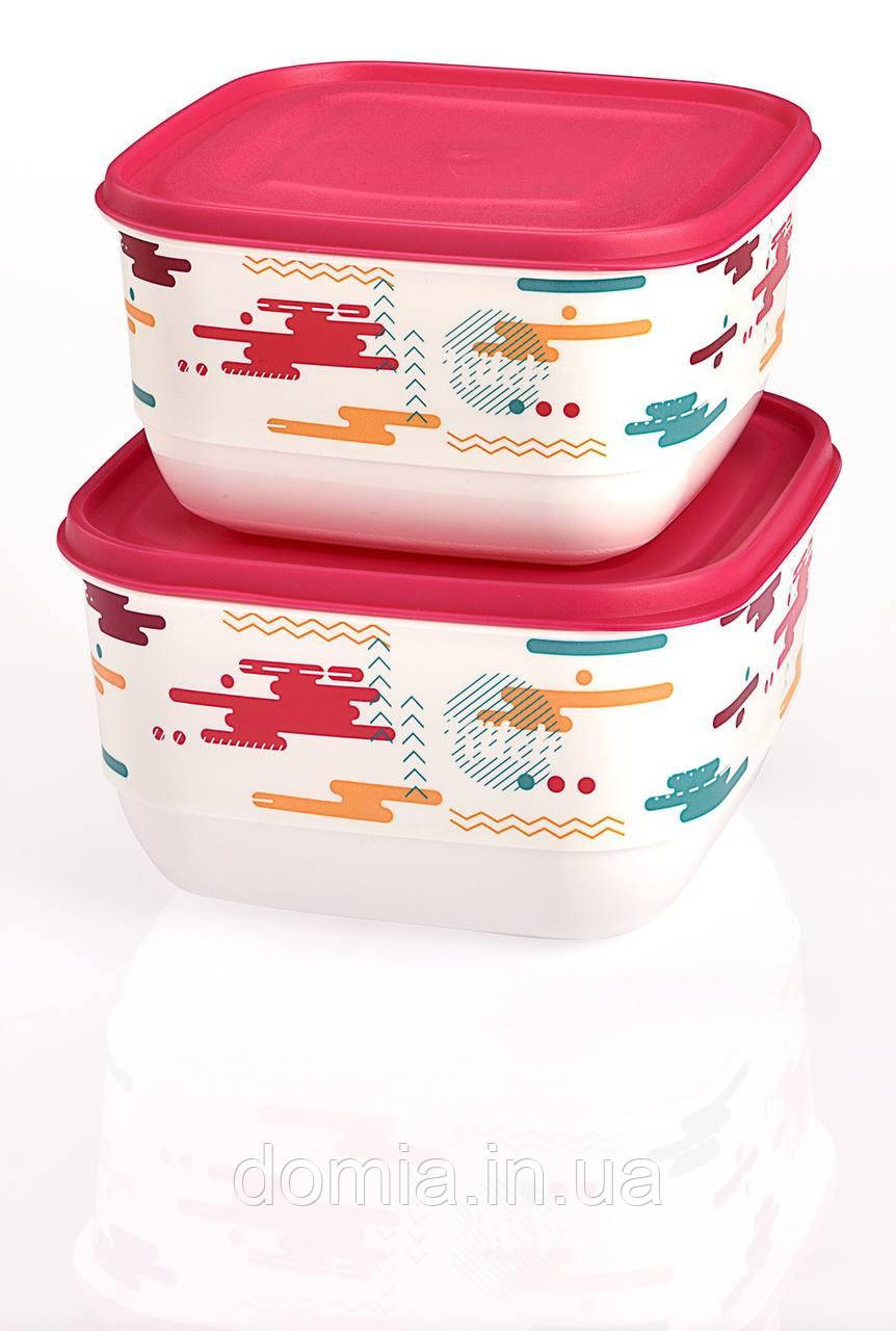 Набір квадратних контейнерів для продуктів 2 шт., UCSAN plastik Туреччина, 1.9 л + 2.6л, M-1531