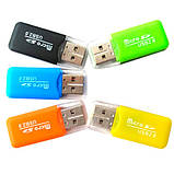 USB 2.0 MicroSD TF T-Flash кардрідер картрідер міні, кольоровий, фото 2