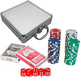 Набір для покеру у валізі: карти, 100 фішок, кубики, покерний, фото 2