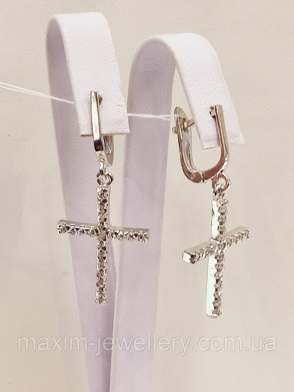 Сережки "Хрестики" зі срібла, фото 1