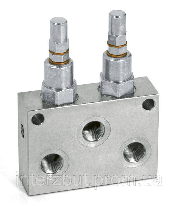 Клапан предохранительный 2х линейный трубного монтажа Oleodinamica Marchesini VMPD 1/2" 50-250 BAR Италия