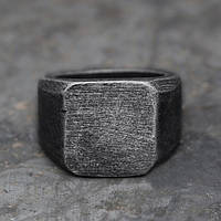 Кольцо печатка перстень мужское стальное BOLT 20 из медицинской нержавеющей стали 316L в виде Болта черное