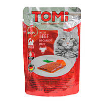 Влажный корм для кошек TOMi beef in carrot Jelly в морковном желе 100 г