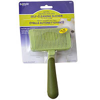 Пуходерка сликер с самоочищением для собак и кошек Safari Self-Cleaning Slicker Brush M 10,5х6,5 см