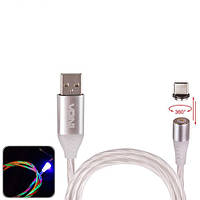 Кабель магнитный светящийся Voin USB-USB Type-C 3А 2м (VC-1602С RB)