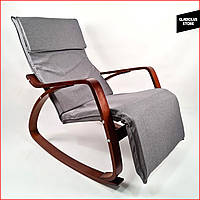 Кресло качалка Avko ARC001 Walnut (серый, красное дерево) Комфортное Расслабляющее Кресло-качалка для дома