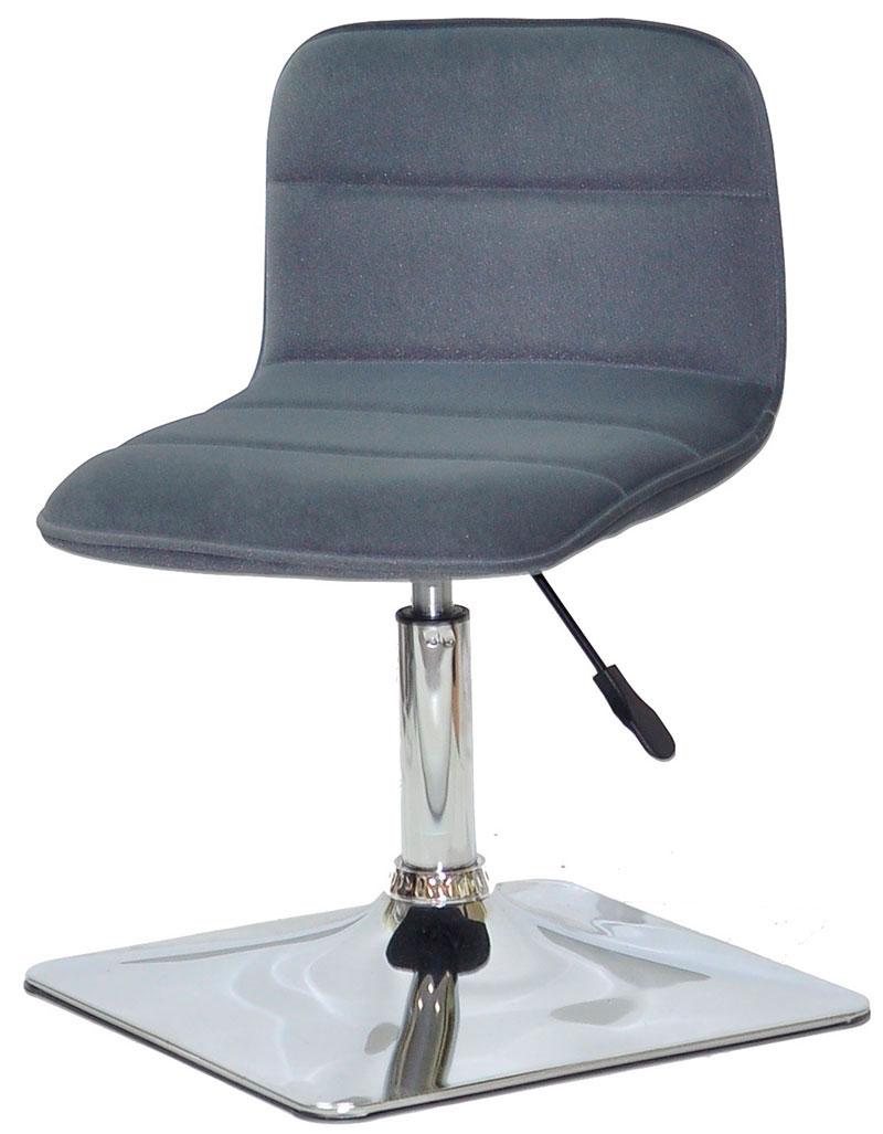 Стілець Real 4 CH — BASE сірий 1004 велюр, хромована квадратна опора, з регулюванням висоти сидіння, фото 1