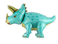 Ходячая фигура КИТАЙ-КТ Трицератопс - динозавр бирюзовый (УП)