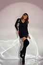 Чорна міні сукня з запахом жіноча святкова з люрексом, фото 2