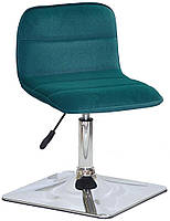 Стілець Real 4 CH — BASE зелений 1003 велюр, хромована квадратна опора, з регулюванням висоти сидіння, фото 5