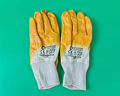 Господарські рукавички робочі нітрил жовтий №8 "Intertool" (12 пар)