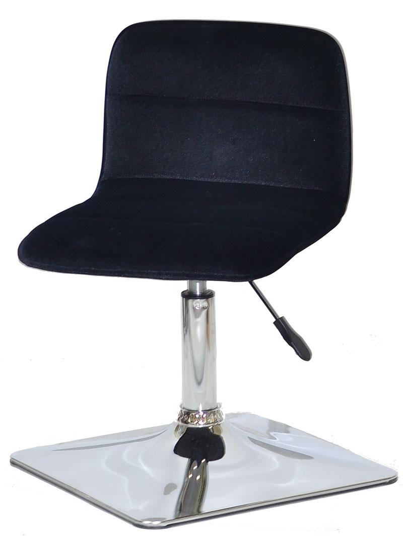 Стілець Real 4 CH — BASE чорний 1011 велюр, хромована квадратна опора, з регулюванням висоти сидіння, фото 1