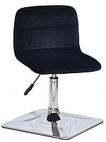 Стілець Real 4 CH — BASE чорний 1011 велюр, хромована квадратна опора, з регулюванням висоти сидіння, фото 5