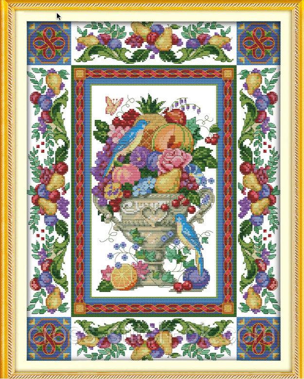 Набір для вишивання за нанесеною на канву схемою "Gorgeous fruit bowl". AIDA 14CT printed, 37*48 см