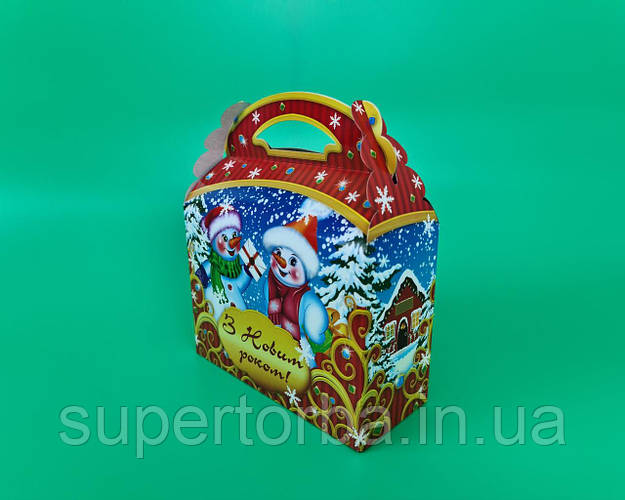 Новогодние коробки для конфет № 206 (800-900гр) Дед Мороз на самолете ...