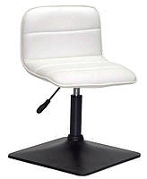 Стілець Real 4BK-Base білий шкірозамінник на чорній квадратній опорі-нібі з регулюванням висоти сидіння, фото 5