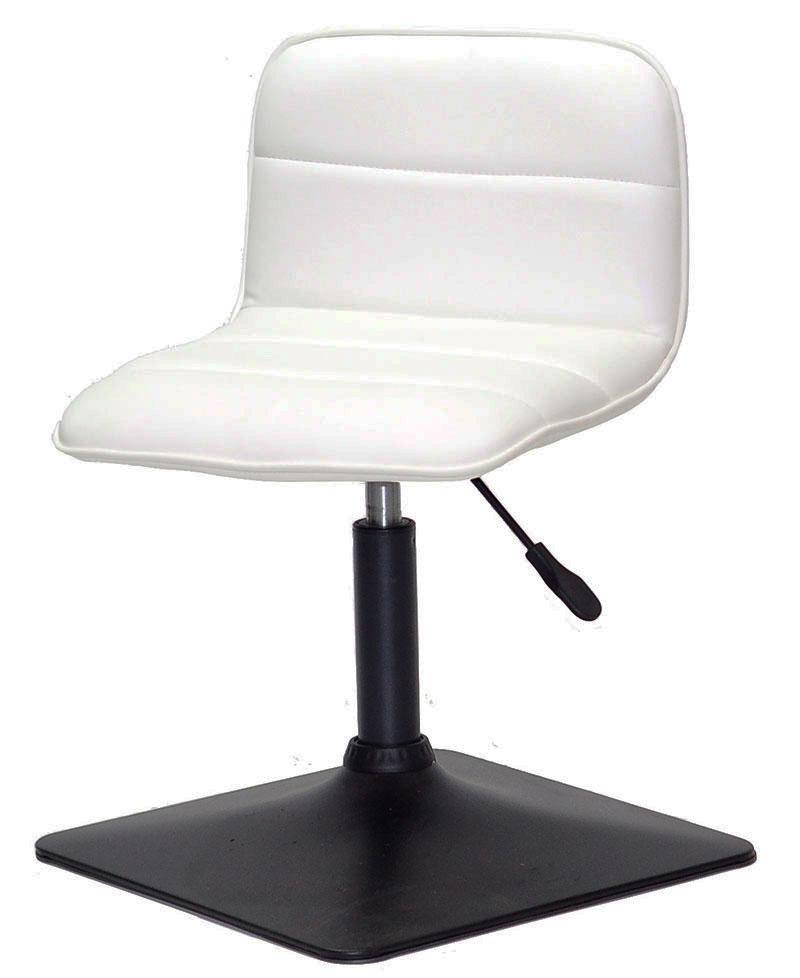 Стілець Real 4BK-Base білий шкірозамінник на чорній квадратній опорі-нібі з регулюванням висоти сидіння, фото 1