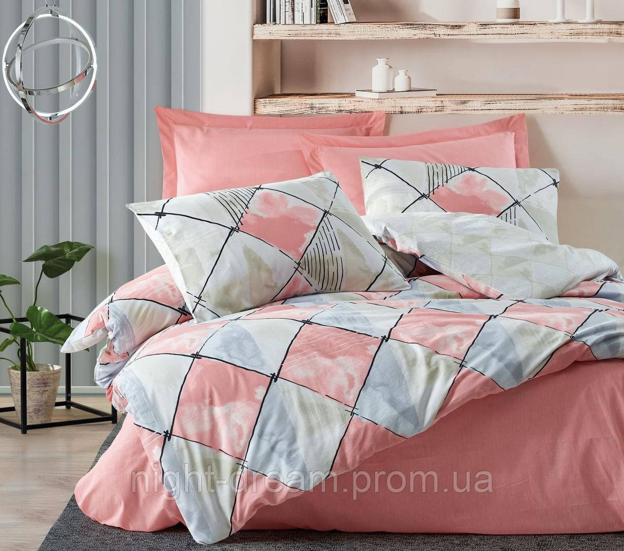Постільна білизна 200х220 Cotton Box ранфорс Tetragon Pembe