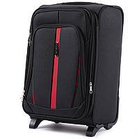 Текстильный дорожный чемодан на два колеса для ручной клади VEZZE размер S маленький черный тканевый чемодан