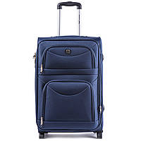 Дорожный средний текстильный чемодан Wings размер М синий тканевый чемодан на 2 колесах чемодан средний