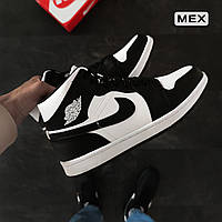 Чоловічі високі з хутром зимові кросівки Nike Air Jordan Retro 1 кросівки хлопцеві на зиму,чорні з білим