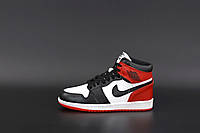 Шкіряні зимові високі кросівки з хутром 37-45 р Nike Jordan Retro Winter кросівки спортивні,чорний+червоний