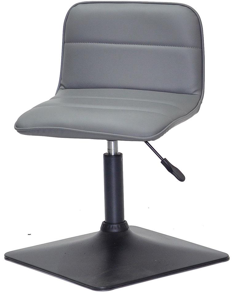 Стілець Real 4BK-Base сірий 1001 шкірозамінник на чорній квадратній опорі-нозі з регулюванням висоти сидіння, фото 1