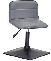 Стілець Real 4BK-Base сірий 1001 шкірозамінник на чорній квадратній опорі-нозі з регулюванням висоти сидіння, фото 5