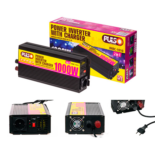 Перетворювач напруги 12V-220V/1000W/10A/клеми Pulso IMBC-1010