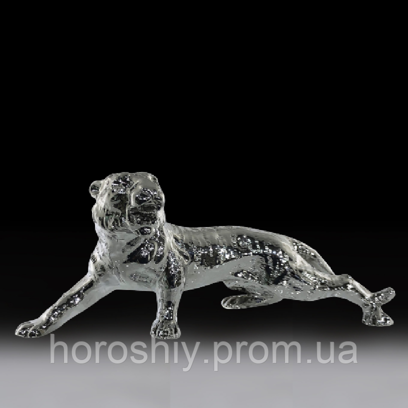 Декоративна срібна статуетка символ року Тигр з мармурової крихти покритої сріблом Chinelli