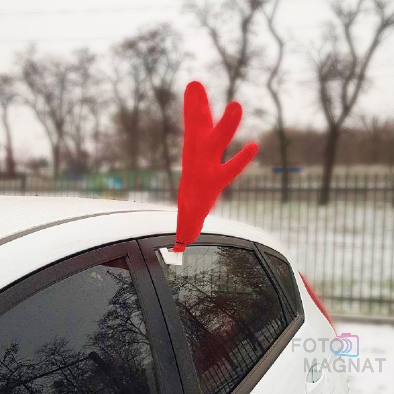Рога оленя Рудольфа на автомобіль, малі (новорічні аксесуари для автомобіля)