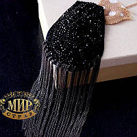 Брошь плечова з чорними бусінами №14 (1 пара)