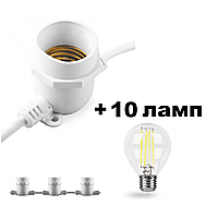 Вулична гірлянда з лампами Белтлайт CL50-8 + 10 шт. Feron LB-61 G45 E27 230 V 4 W 400 Lm