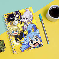 Скетчбук Sketchbook (блокнот) для рисования с принтом Isekai Quartet-Квартет из альтернативного мира