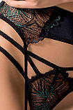 Комплект білизни FLORIS SET black L/XL - Passion Exclusive: ліф, трусики, пояс для панчох PS23710, фото 3