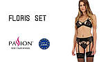 Комплект білизни FLORIS SET black L/XL - Passion Exclusive: ліф, трусики, пояс для панчох PS23710, фото 4