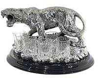 Подарочный набор для водки хрустальные рюмки на подставке с серебряным Тигром Chinelli