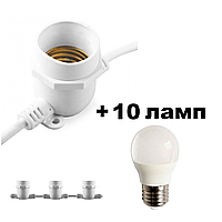 Вулична гірлянда з лампами Белтлайт CL50-8 + 10 шт. Feron LB-380 G45 230V 4 W 340 Lm