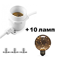 Вулична гірлянда з лампами Белт-лайт CL50-8 + 10 шт. Feron LB-381 G80 230V 1W E27